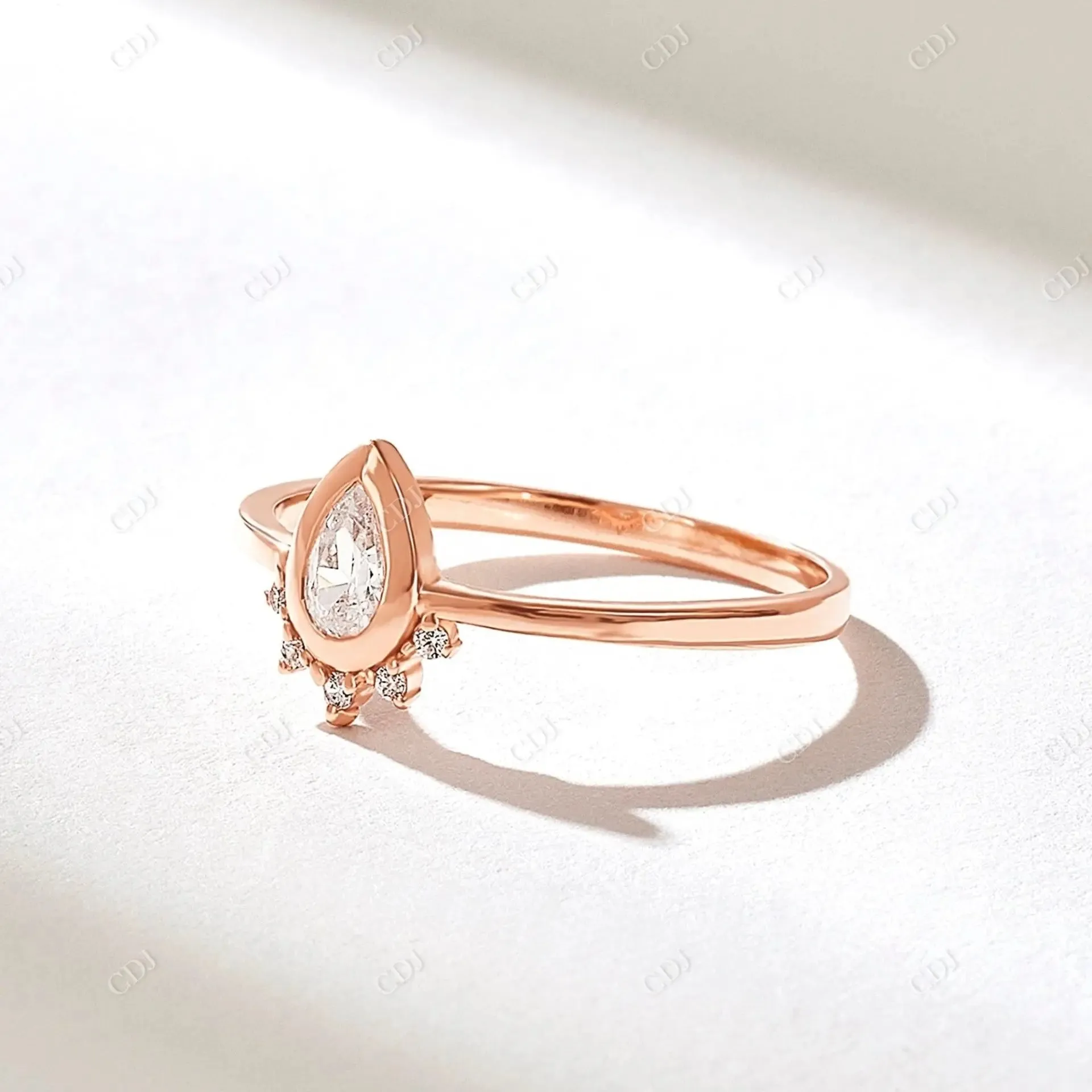 0.21CTW Pear Cut Lab Grown Diamond Tiara Engagement Ring