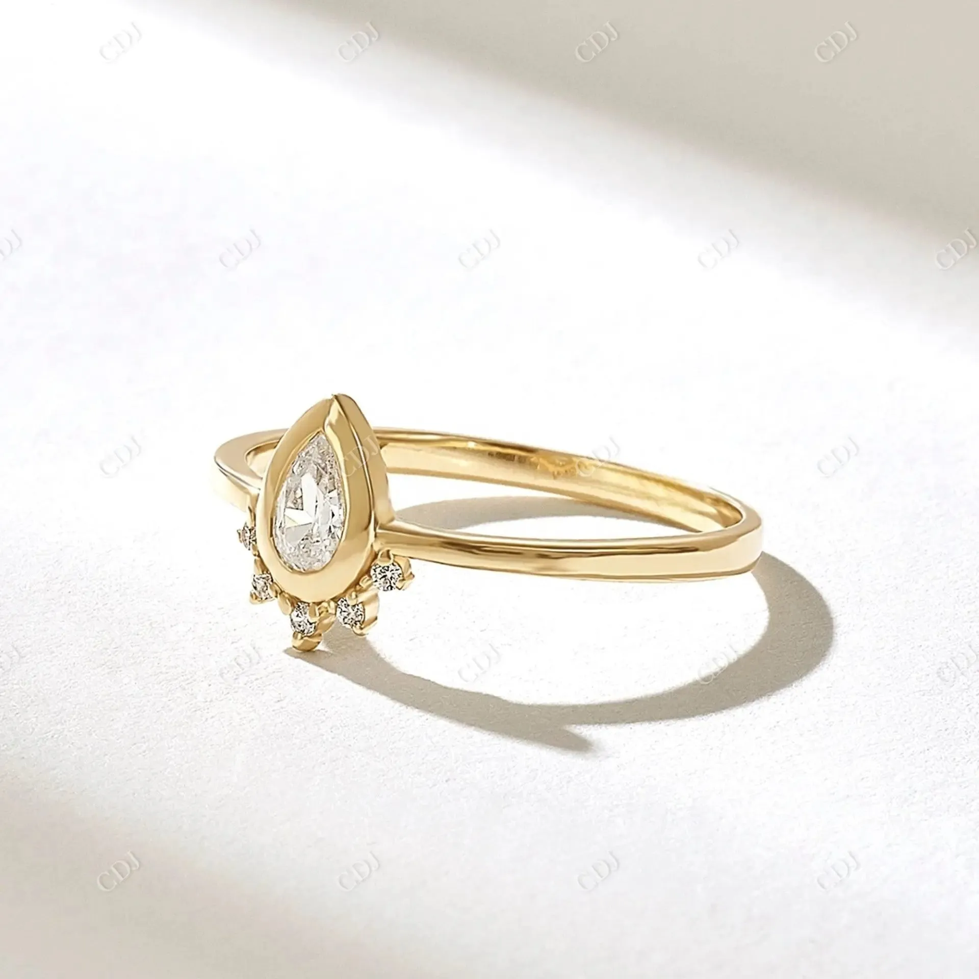 0.21CTW Pear Cut Lab Grown Diamond Tiara Engagement Ring