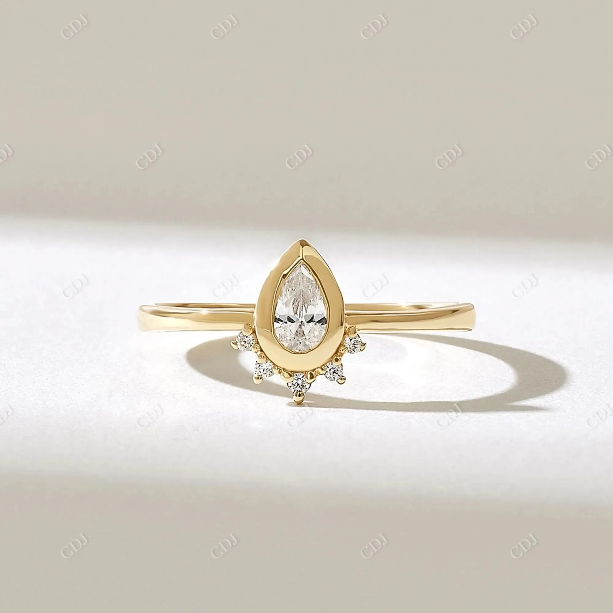 0.21CTW Pear Cut Lab Grown Diamond Tiara Engagement Ring