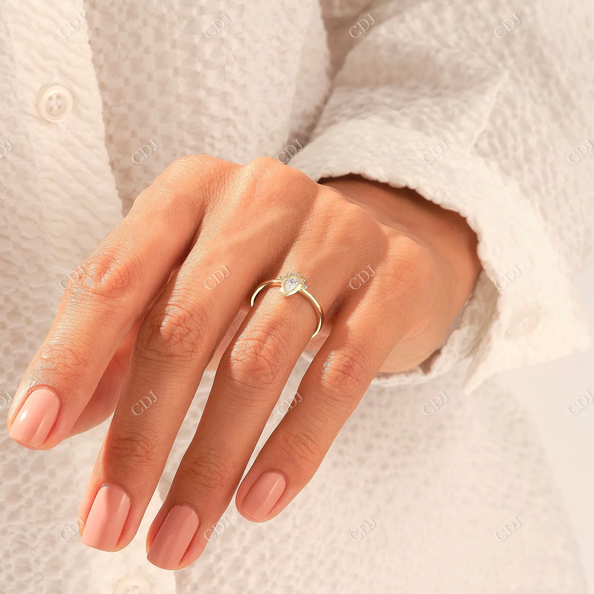 0.21CTW Pear Diamond Bezel Set Tiara Ring