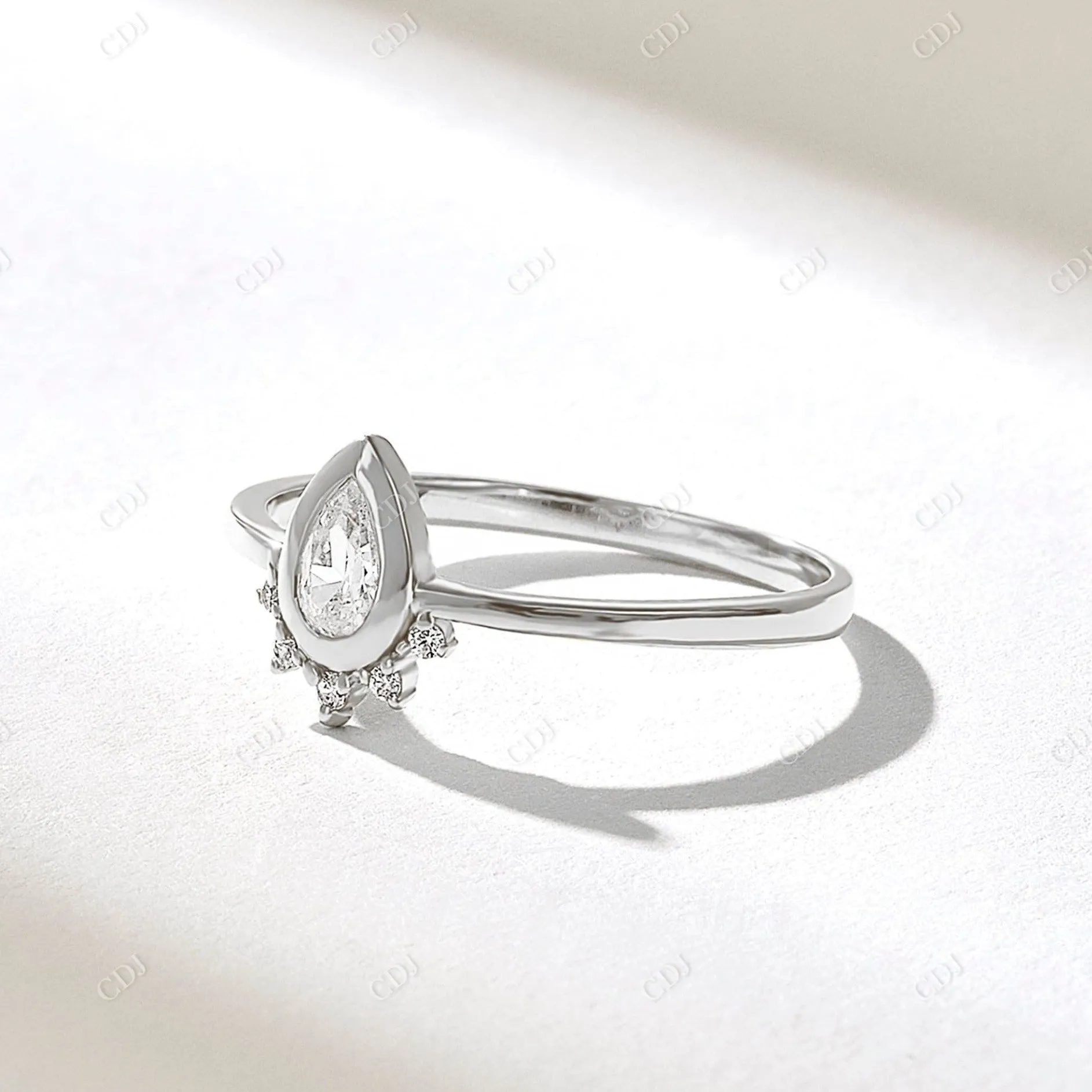 0.21CTW Pear Diamond Bezel Set Tiara Ring
