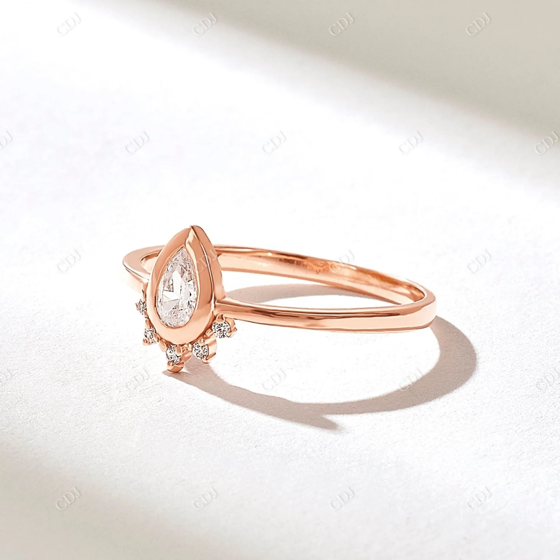 0.21CTW Pear Diamond Bezel Set Tiara Ring