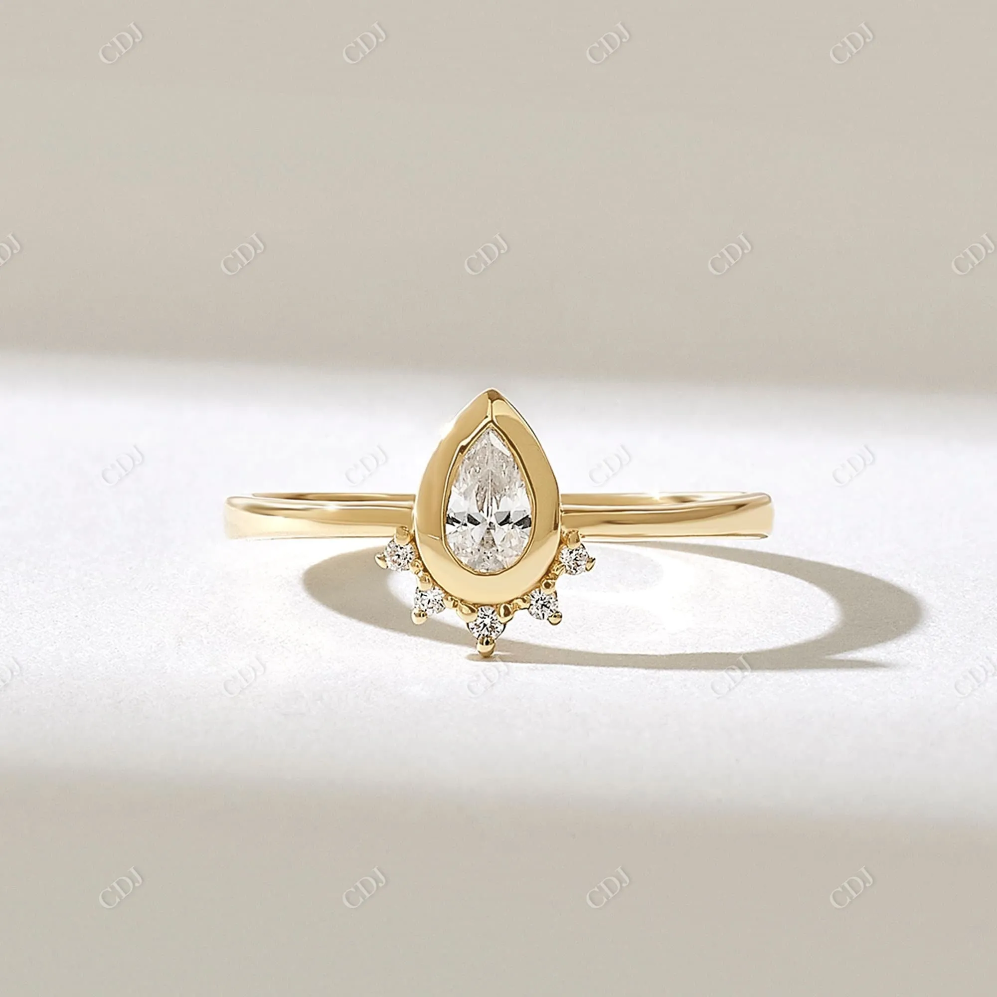 0.21CTW Pear Diamond Bezel Set Tiara Ring