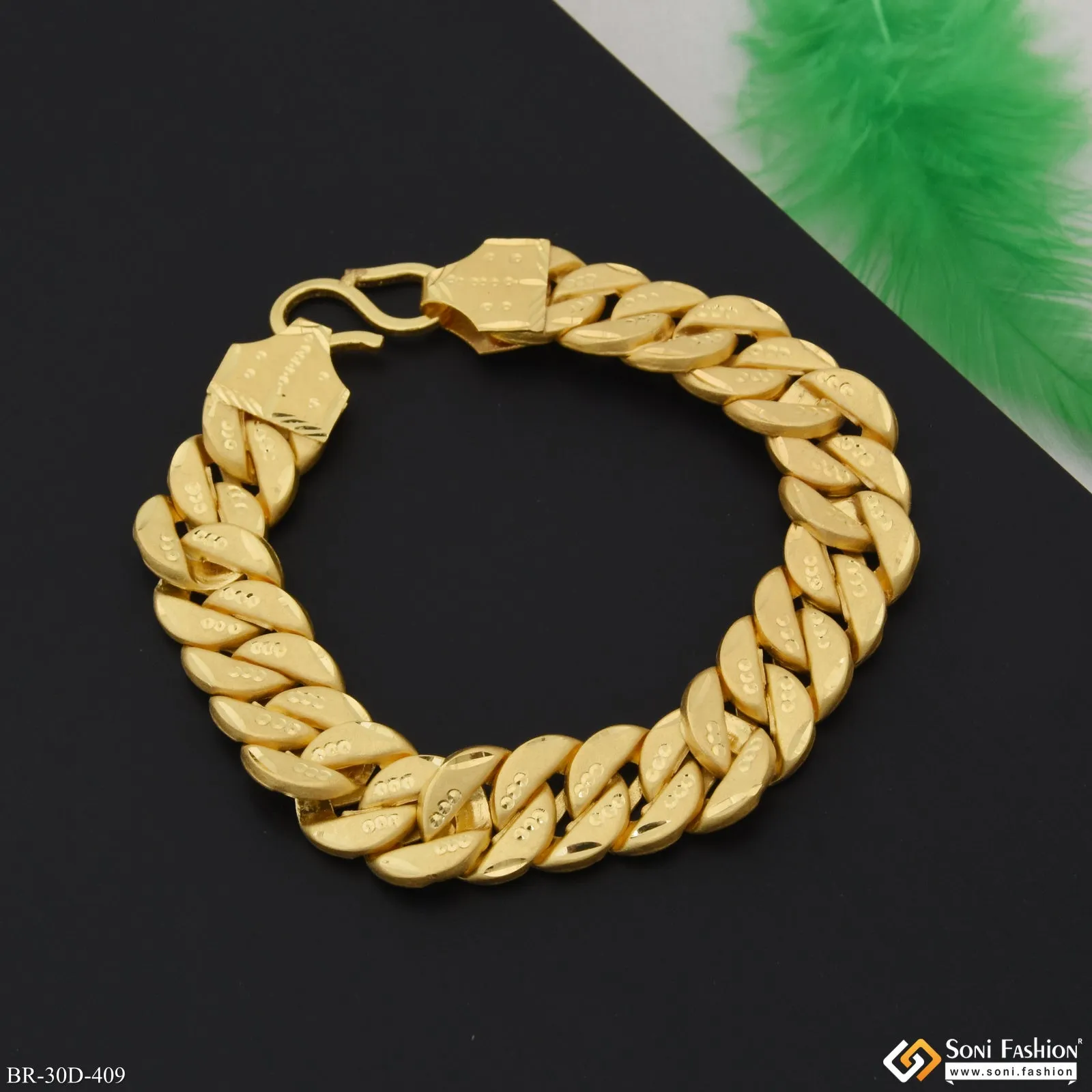 1 Gram Gold Plated Pokal Bracelet for Men - Style D409