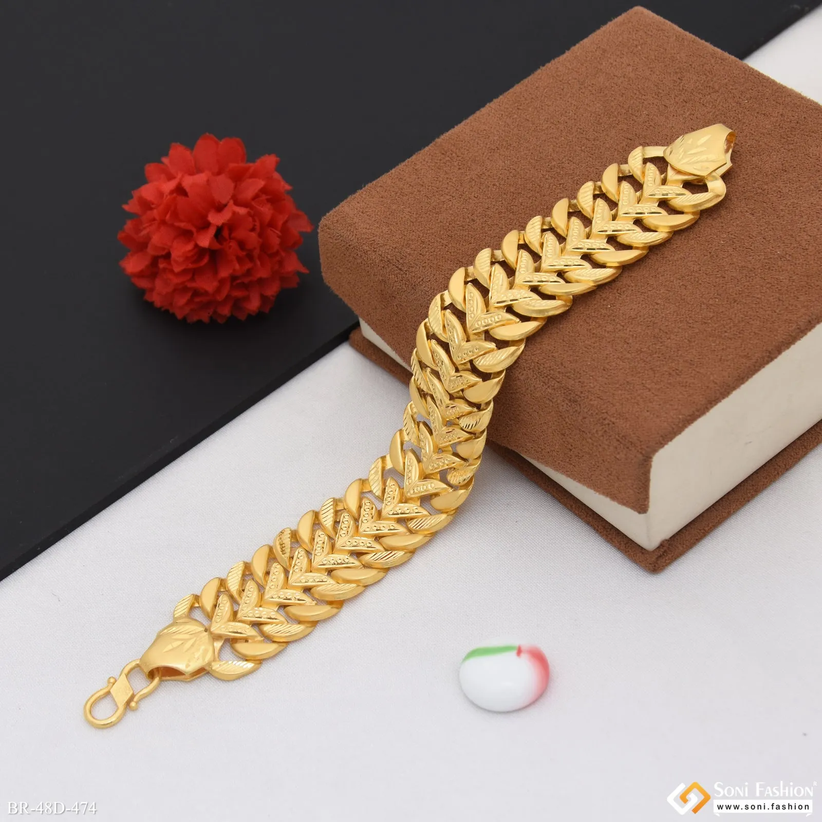 1 Gram Gold Plated Popular Design Pokal Bracelet for Men - Style D474