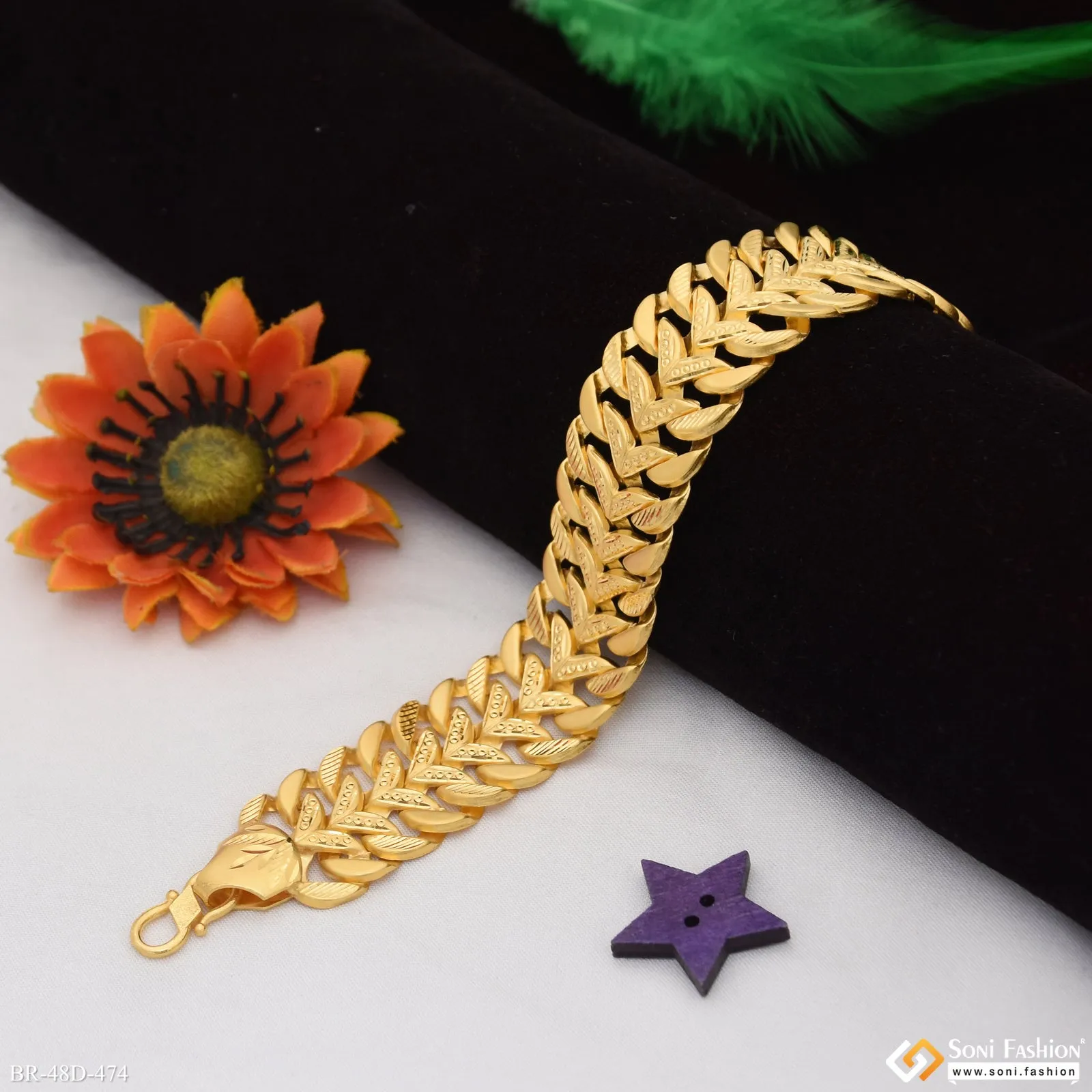 1 Gram Gold Plated Popular Design Pokal Bracelet for Men - Style D474