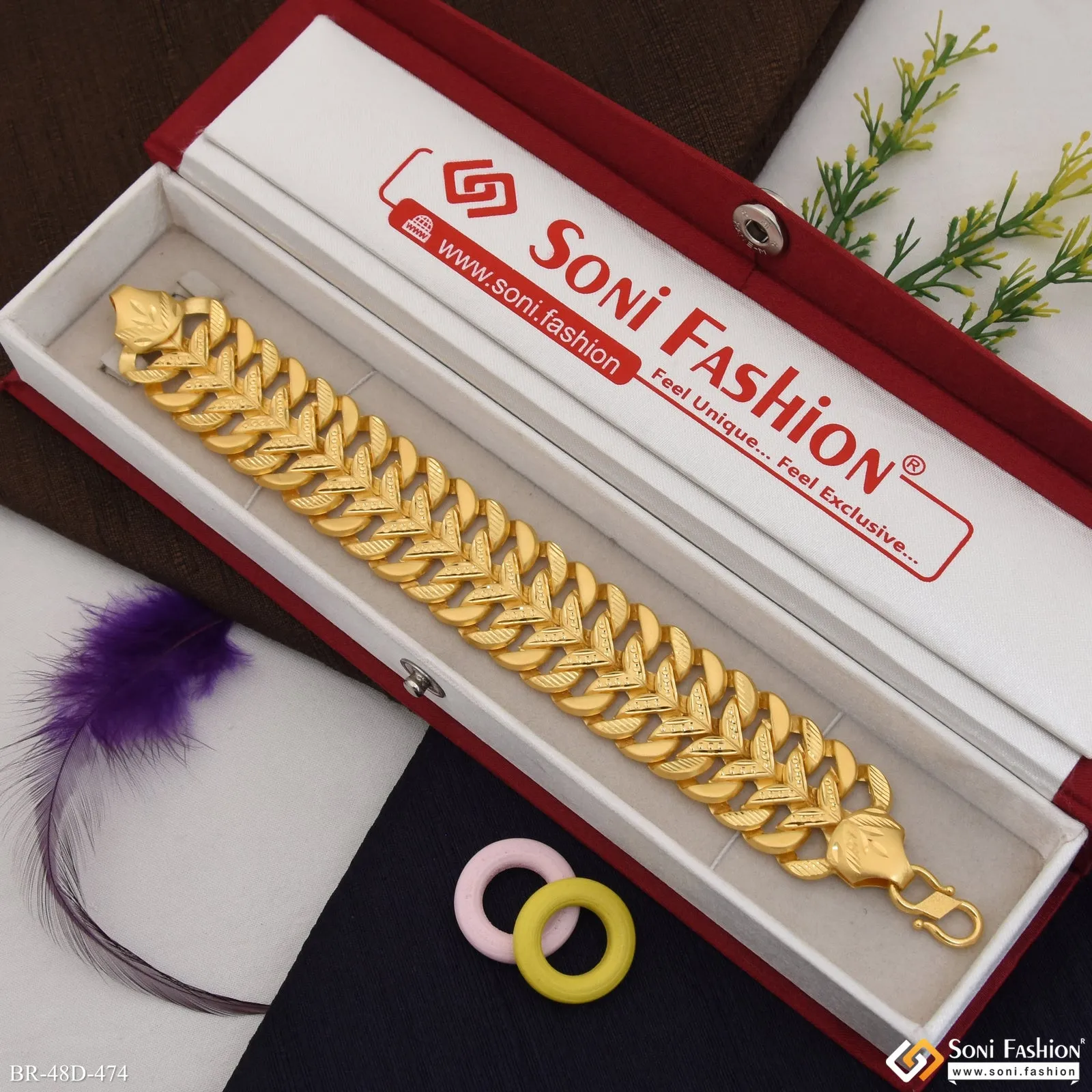 1 Gram Gold Plated Popular Design Pokal Bracelet for Men - Style D474