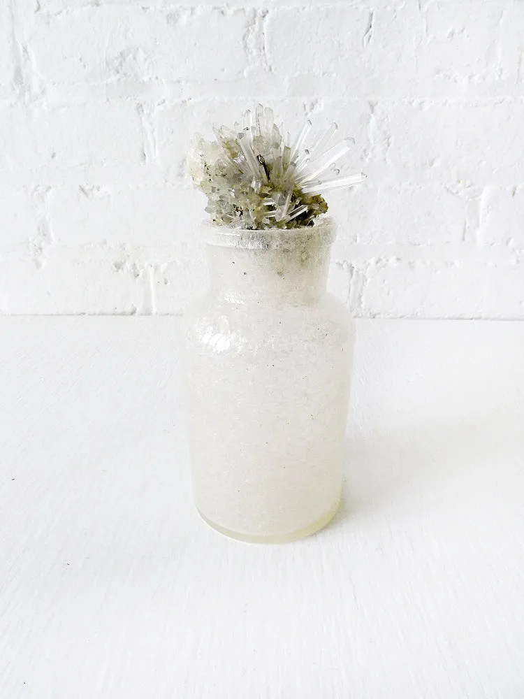 10% SALE Curiosity Jewelry Display Quartz Crystal Cluster in Magic Metallic Mica Bottle