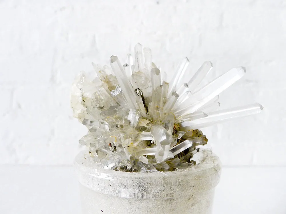 10% SALE Curiosity Jewelry Display Quartz Crystal Cluster in Magic Metallic Mica Bottle