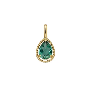 10K Green Quartz Drop Necklace Charm (Yellow Gold)