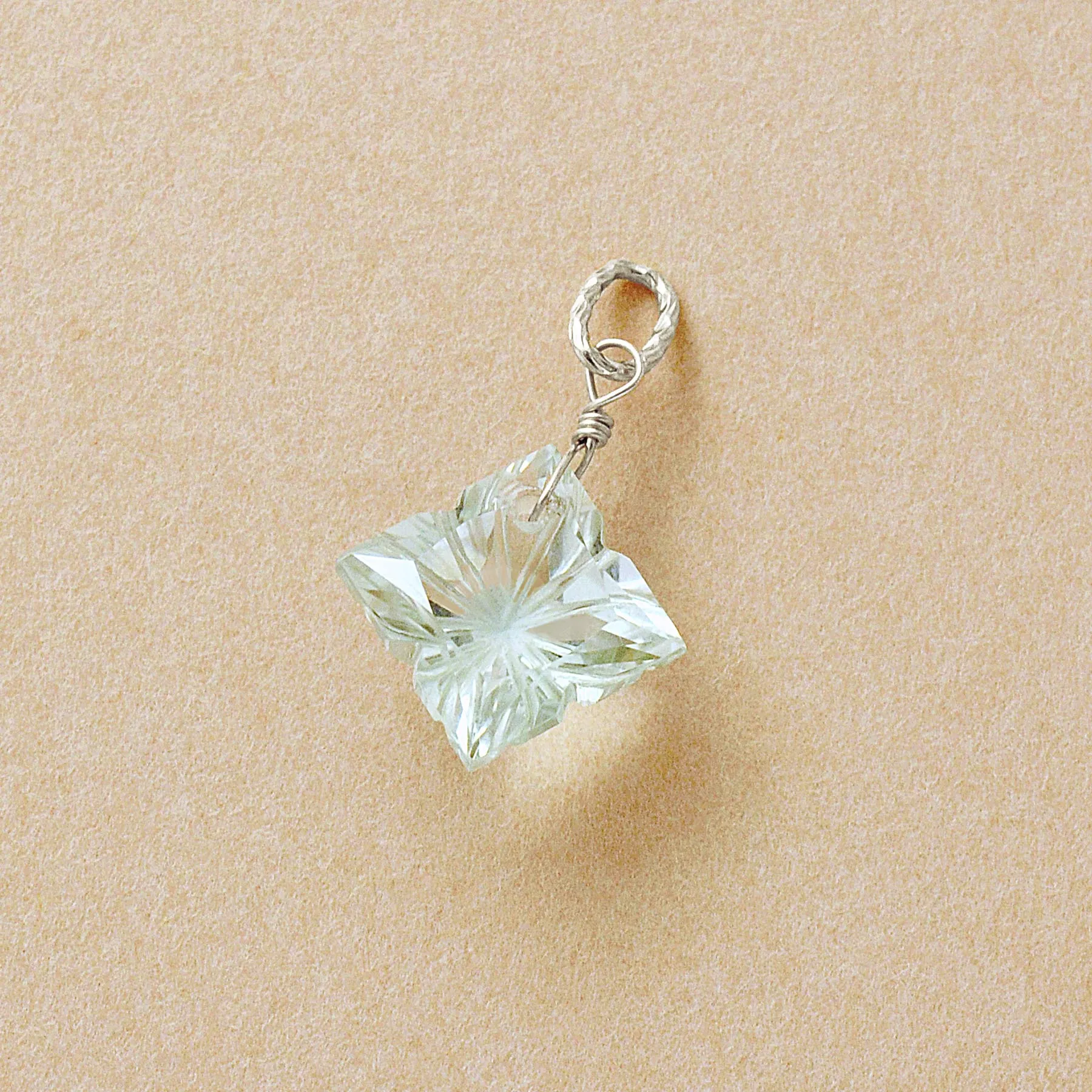 10K Green Quartz Necklace Charm (White Gold)