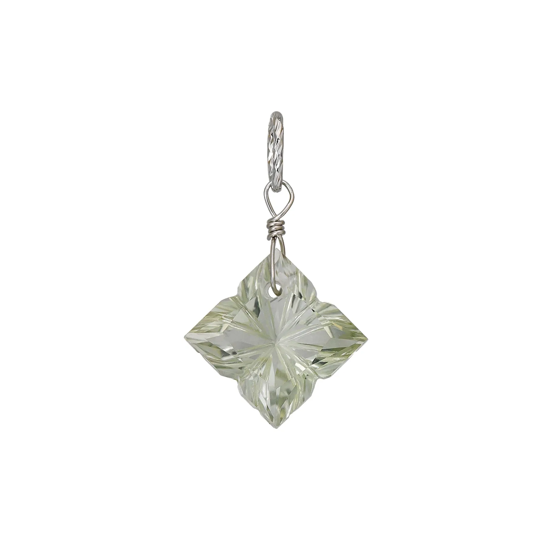 10K Green Quartz Necklace Charm (White Gold)