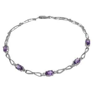 1.16 Carat 14K Solid Yellow Gold Never Wish Otherwise Amethyst Diamond Brace