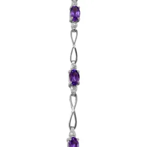 1.16 Carat 14K Solid Yellow Gold Never Wish Otherwise Amethyst Diamond Brace