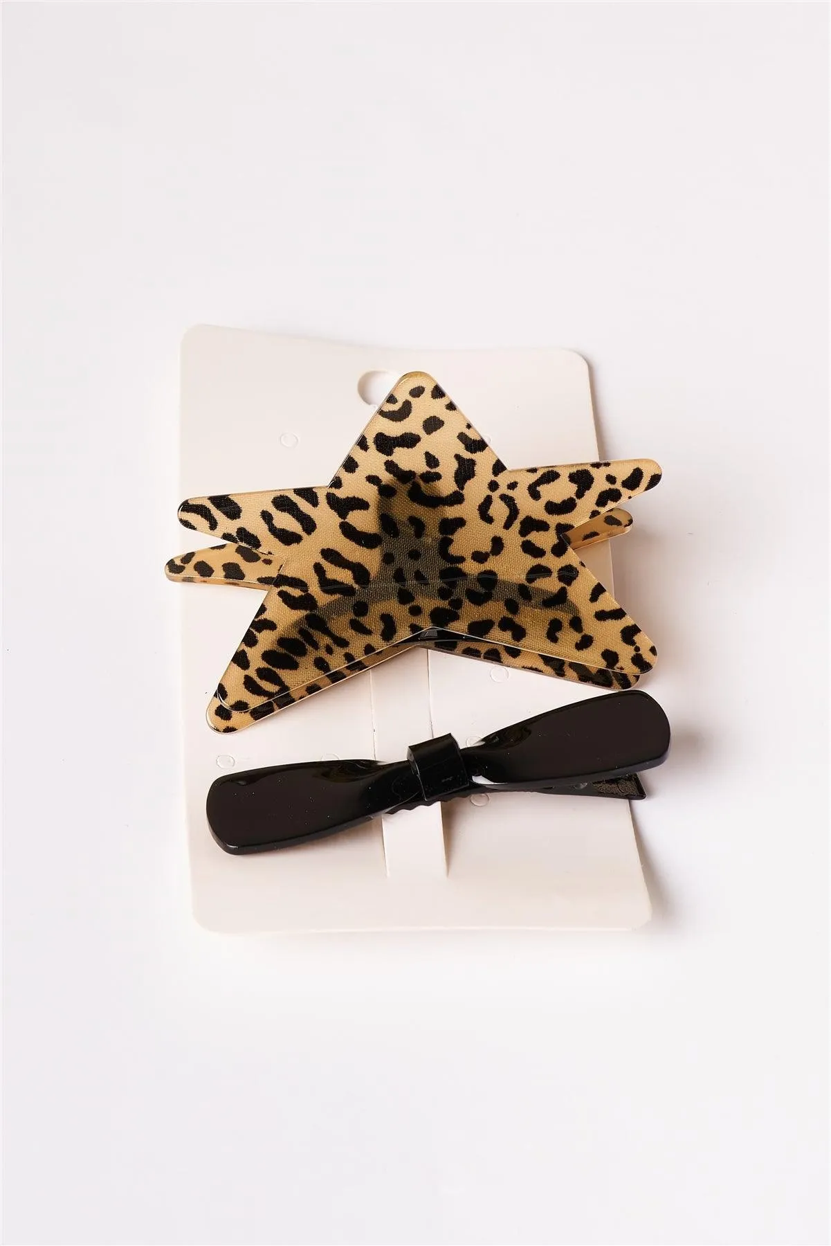 12pcs Cheetah Star Shaped Butterfly Clip Bow Barrette