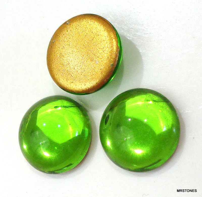 13mm (2194) Peridot Glass Round Cabochon