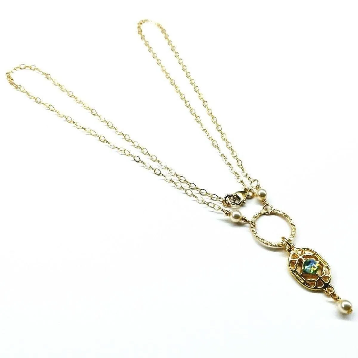 14 K Gold-Filled Hammered Open Circle Filigree Necklace