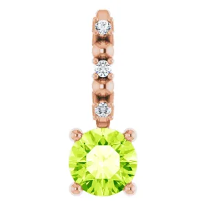 14K Rose Gold Imitation Peridot & .01 CTW Natural Diamond Charm/Pendant