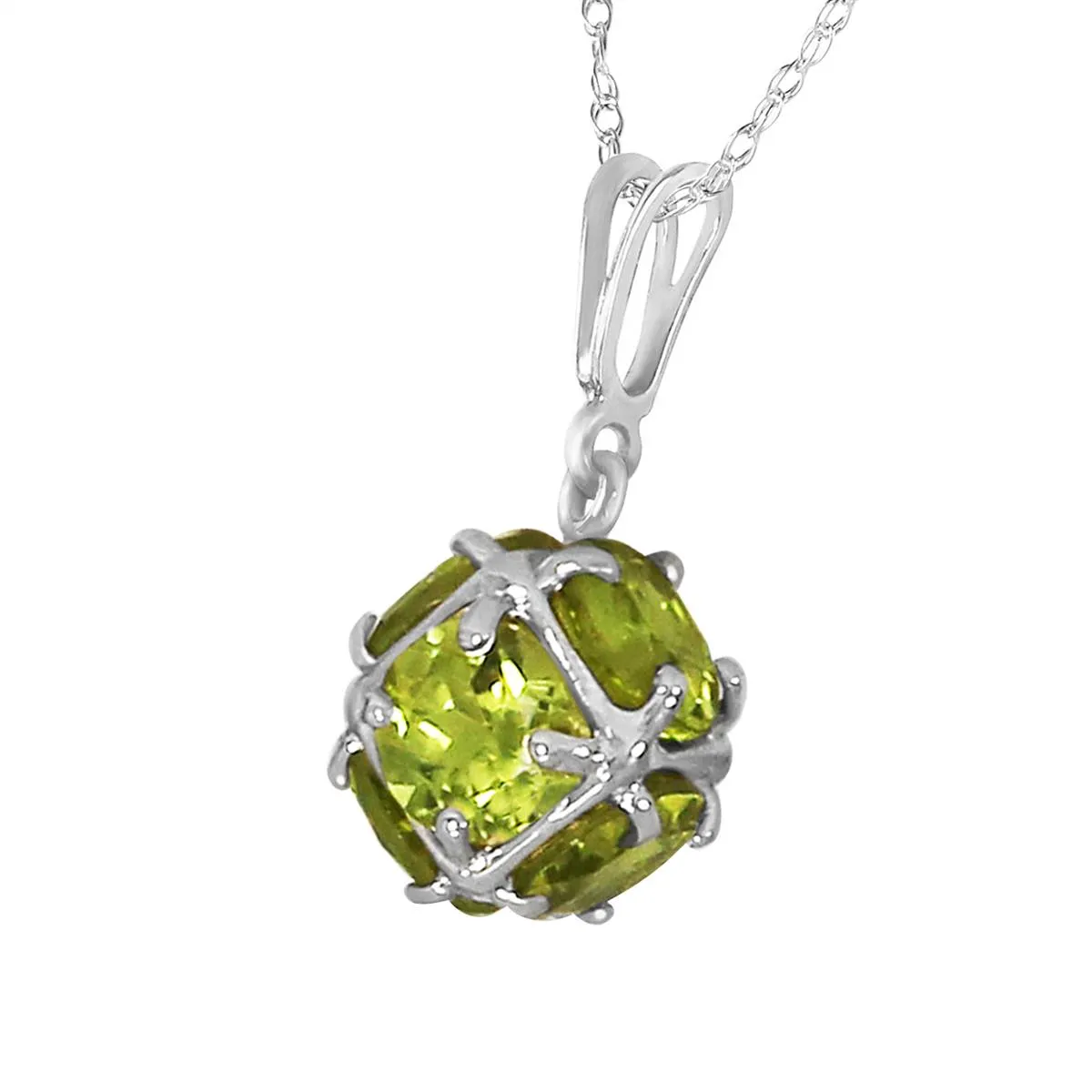 14K Solid White Gold Necklace w/ Natural Peridots