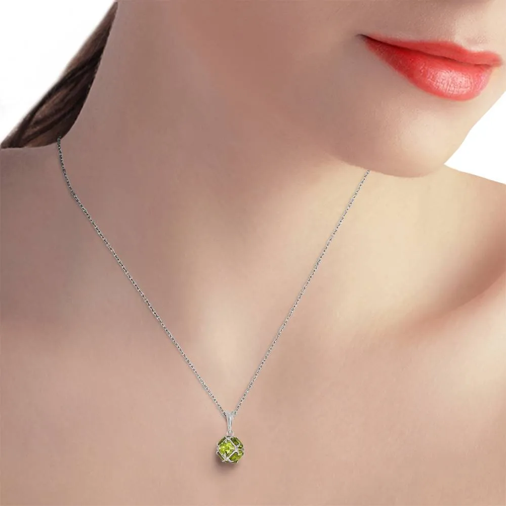 14K Solid White Gold Necklace w/ Natural Peridots