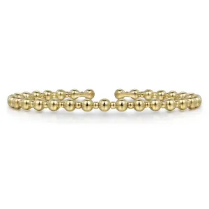 14K Yellow Gold Beaded Cuff Bracelet