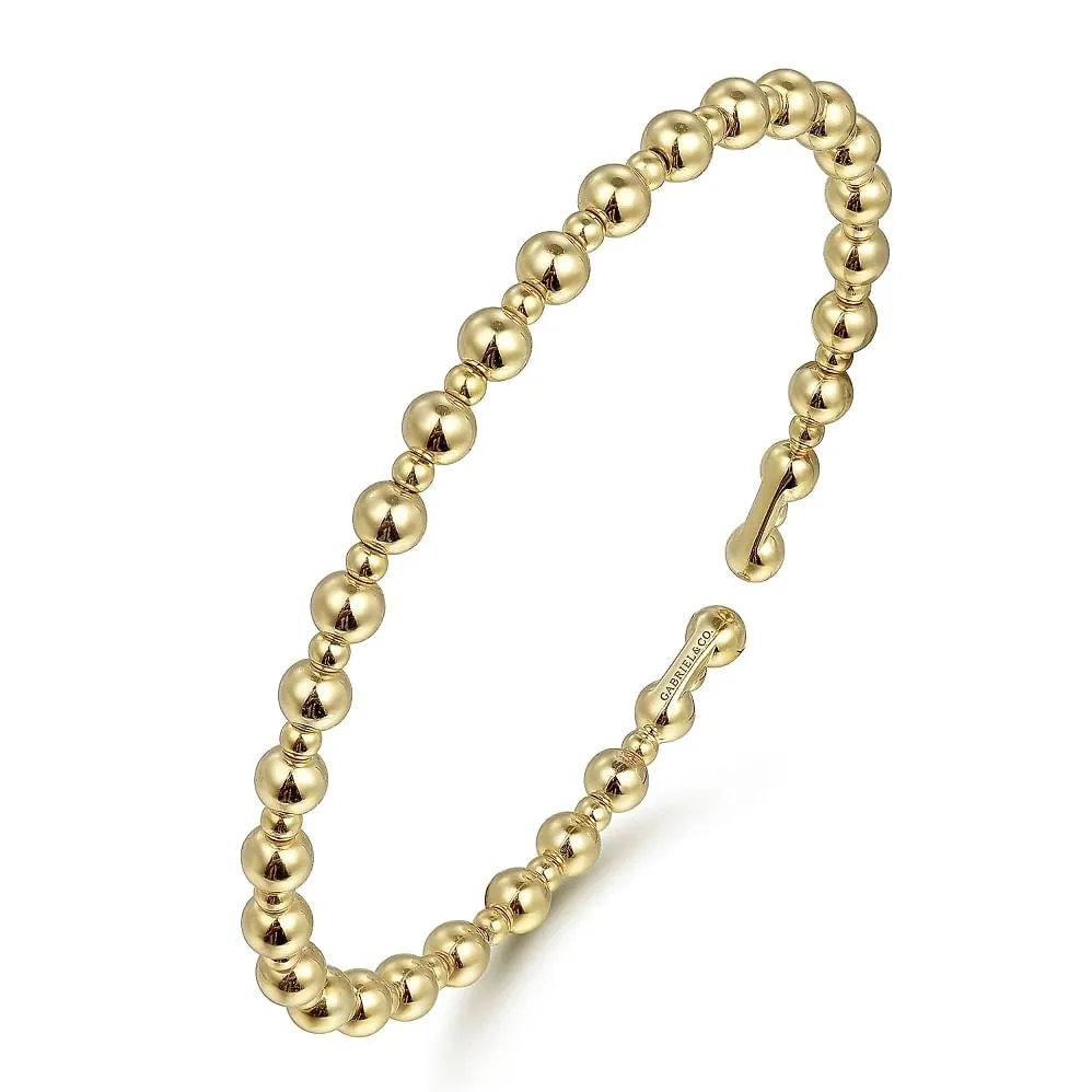 14K Yellow Gold Beaded Cuff Bracelet
