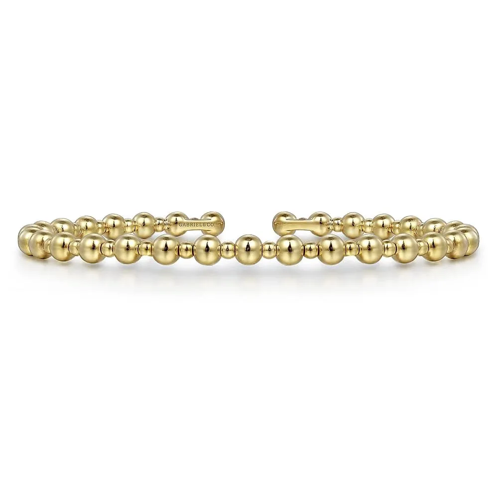 14K Yellow Gold Beaded Cuff Bracelet