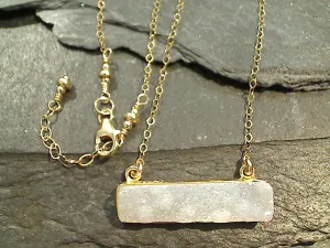 14" - 15" Druzy Quartz, Gold Filled Necklace