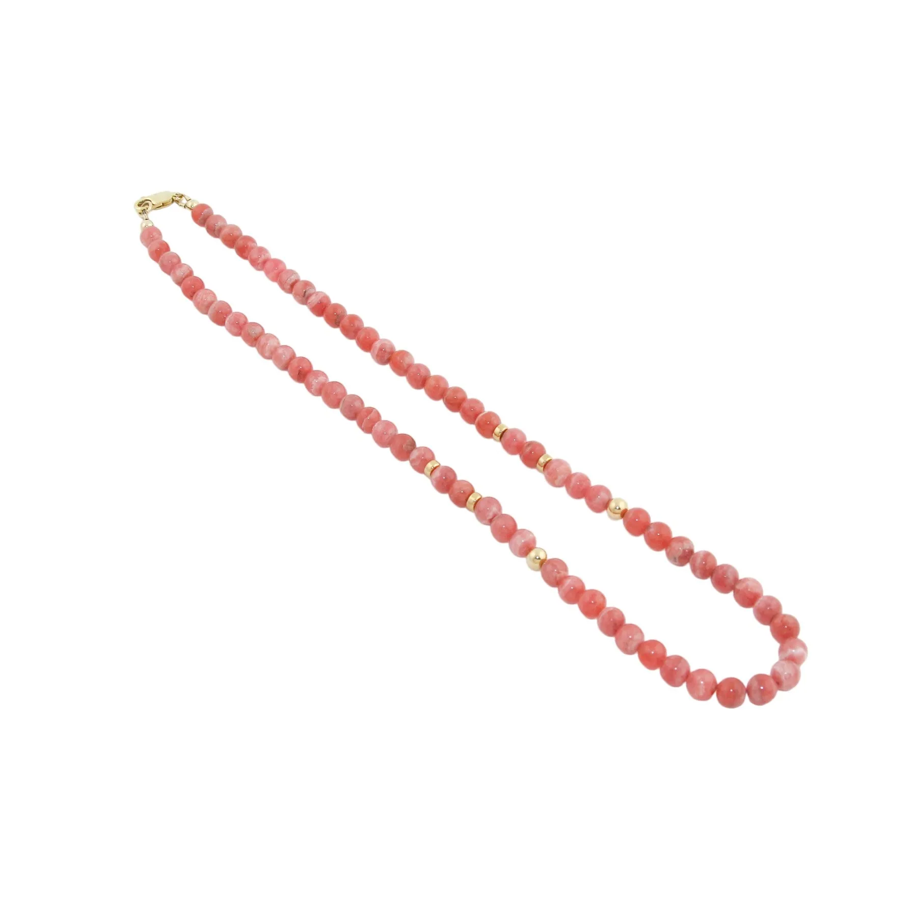 17.5" Rhodochrosite x Gold Beaded Necklace