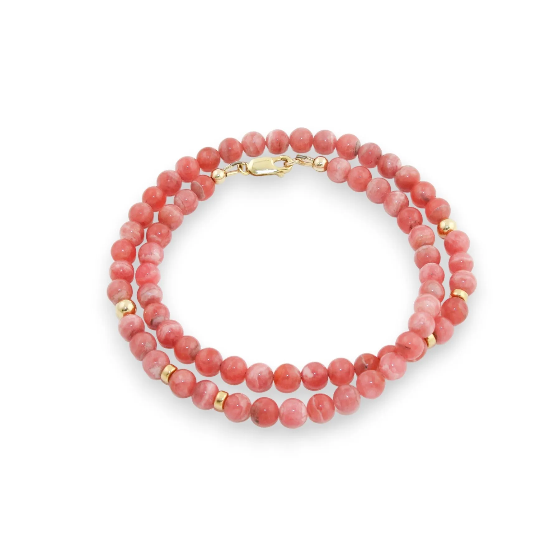 17.5" Rhodochrosite x Gold Beaded Necklace