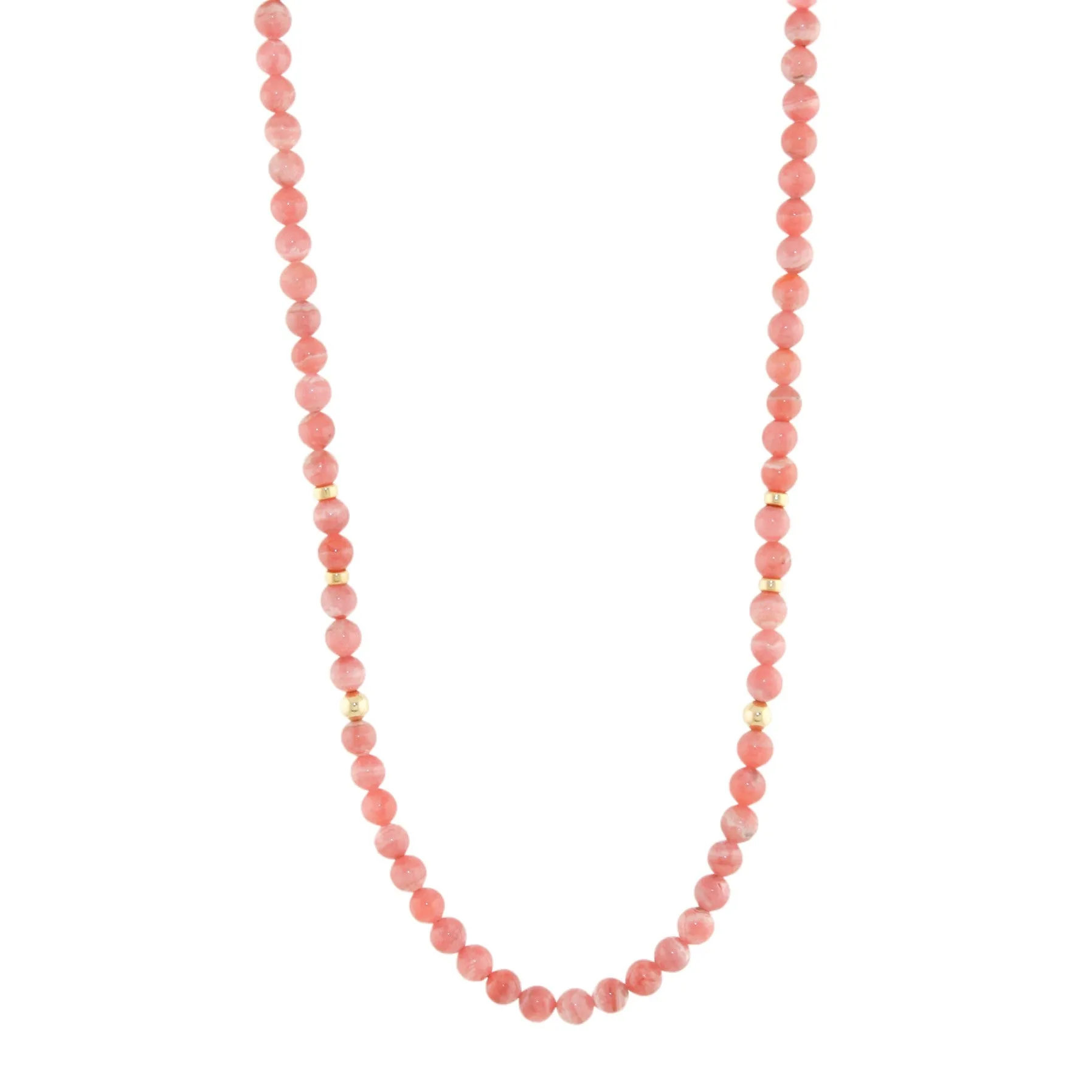 17.5" Rhodochrosite x Gold Beaded Necklace