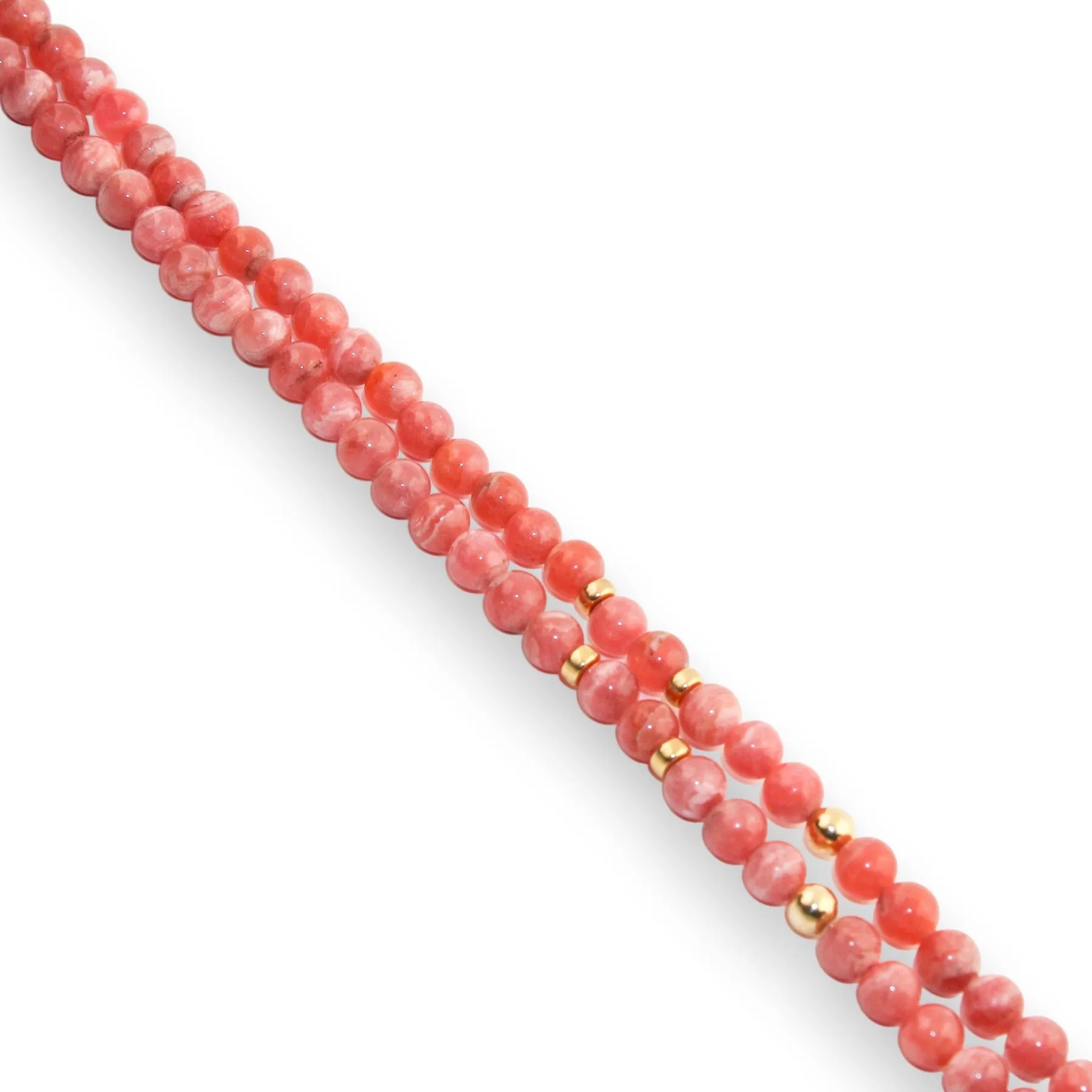 17.5" Rhodochrosite x Gold Beaded Necklace