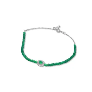 18k Gold Emerald Beaded Diamond Bracelet