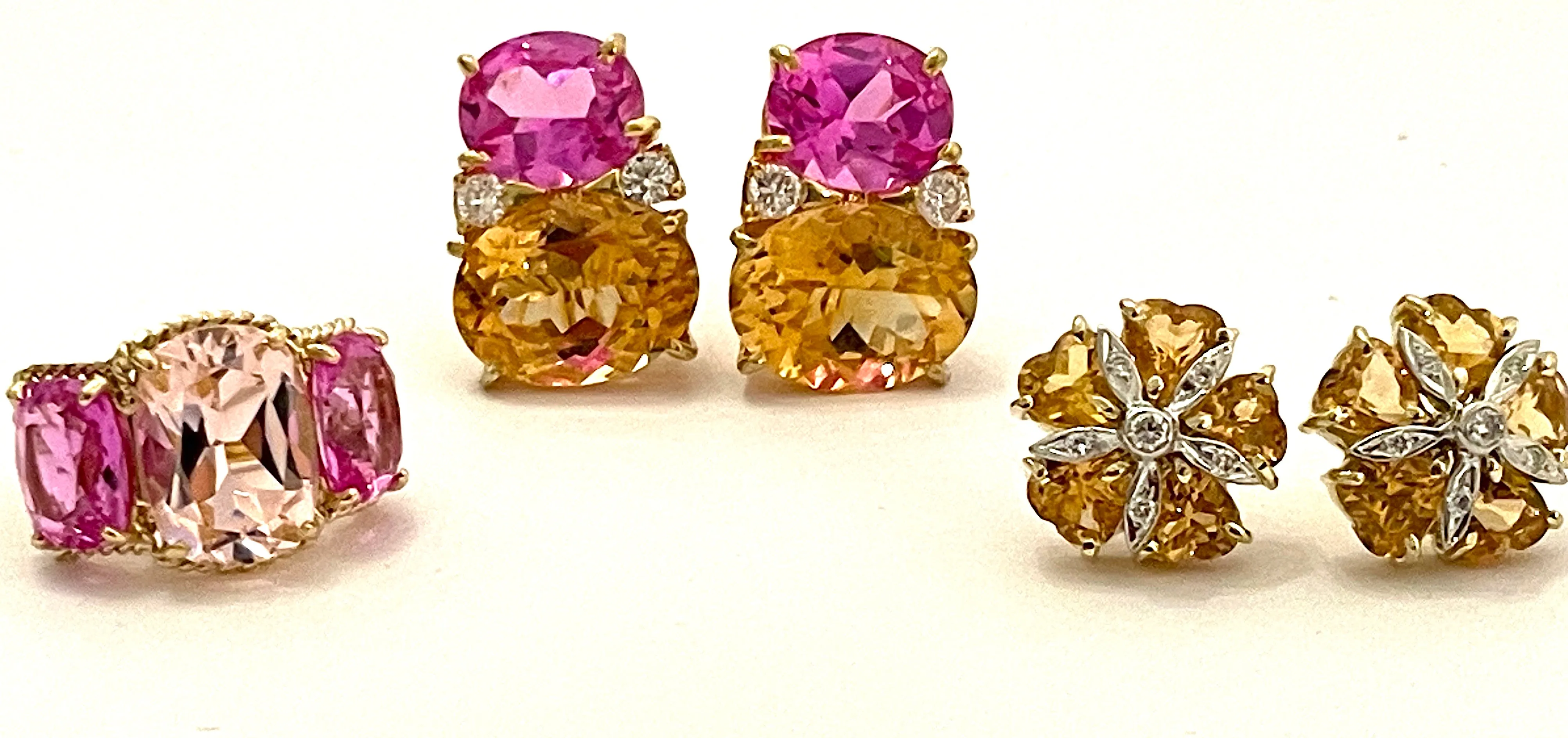 18kt Yellow Gold Large Sand Dollar Earring with Amethyst and Diamonds