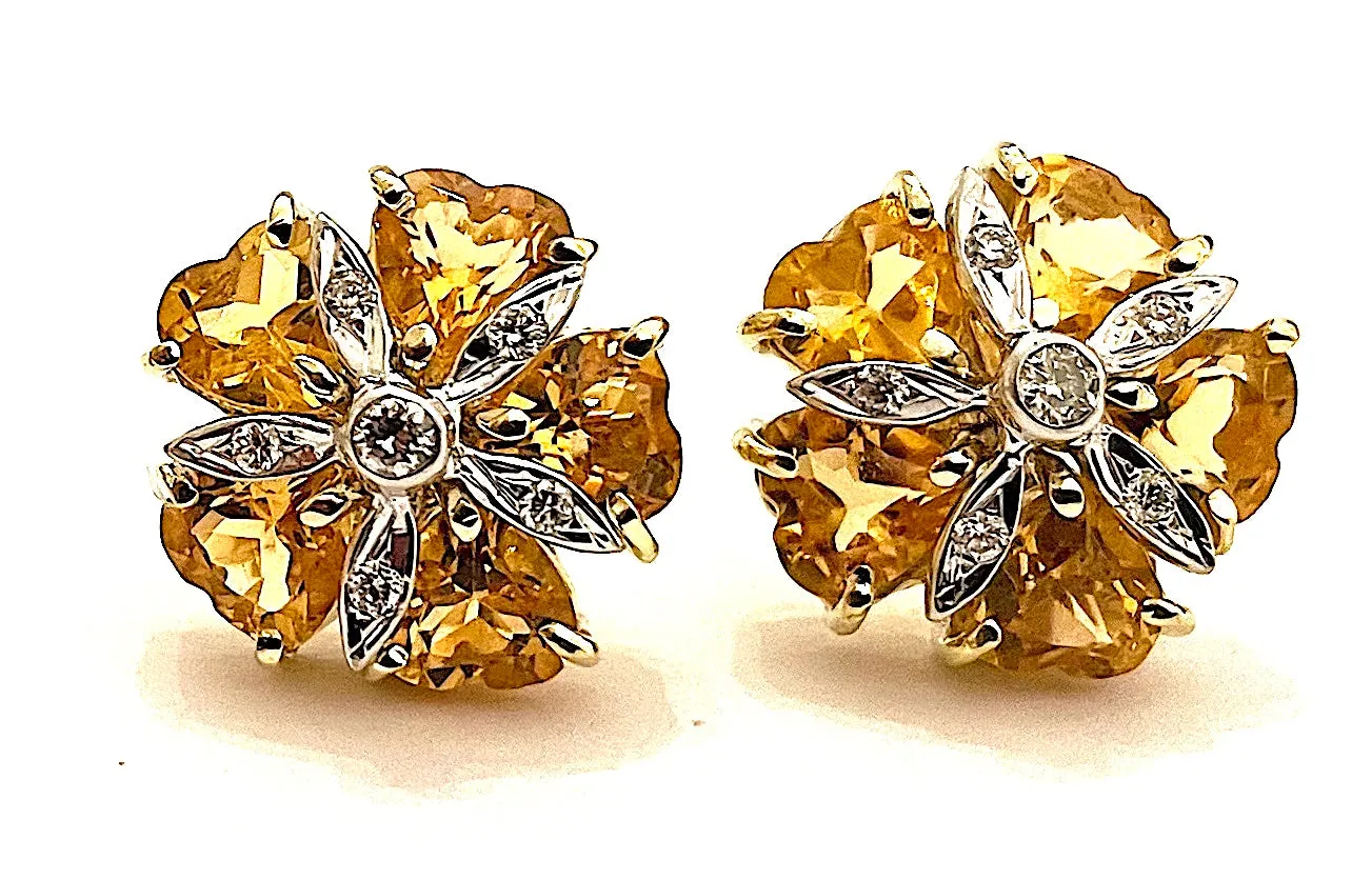 18kt Yellow Gold Large Sand Dollar Earring with Amethyst and Diamonds
