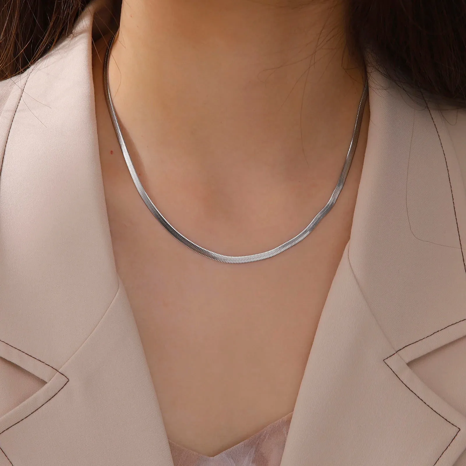 3.1mm Width Herringbone Snake Chain Necklace