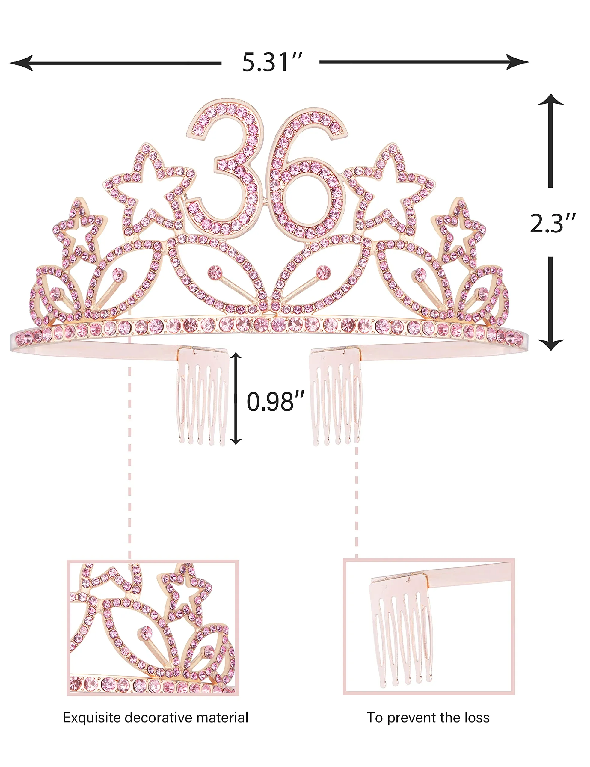36th Birthday Gifts for Women, 36th Birthday Crown and Sash for Women, 36th Birthday