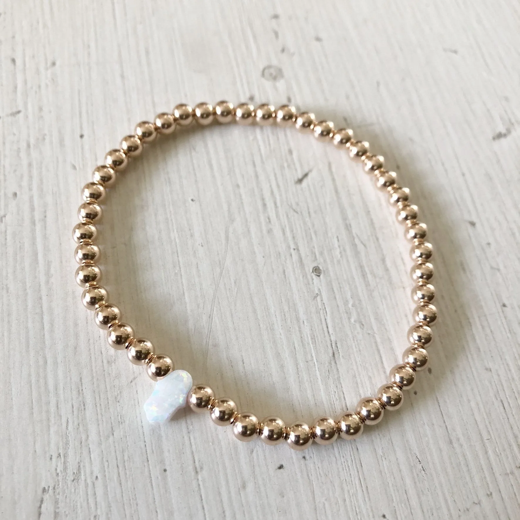 4mm Bead Stretch Bracelet with Opal Hamsa Bead