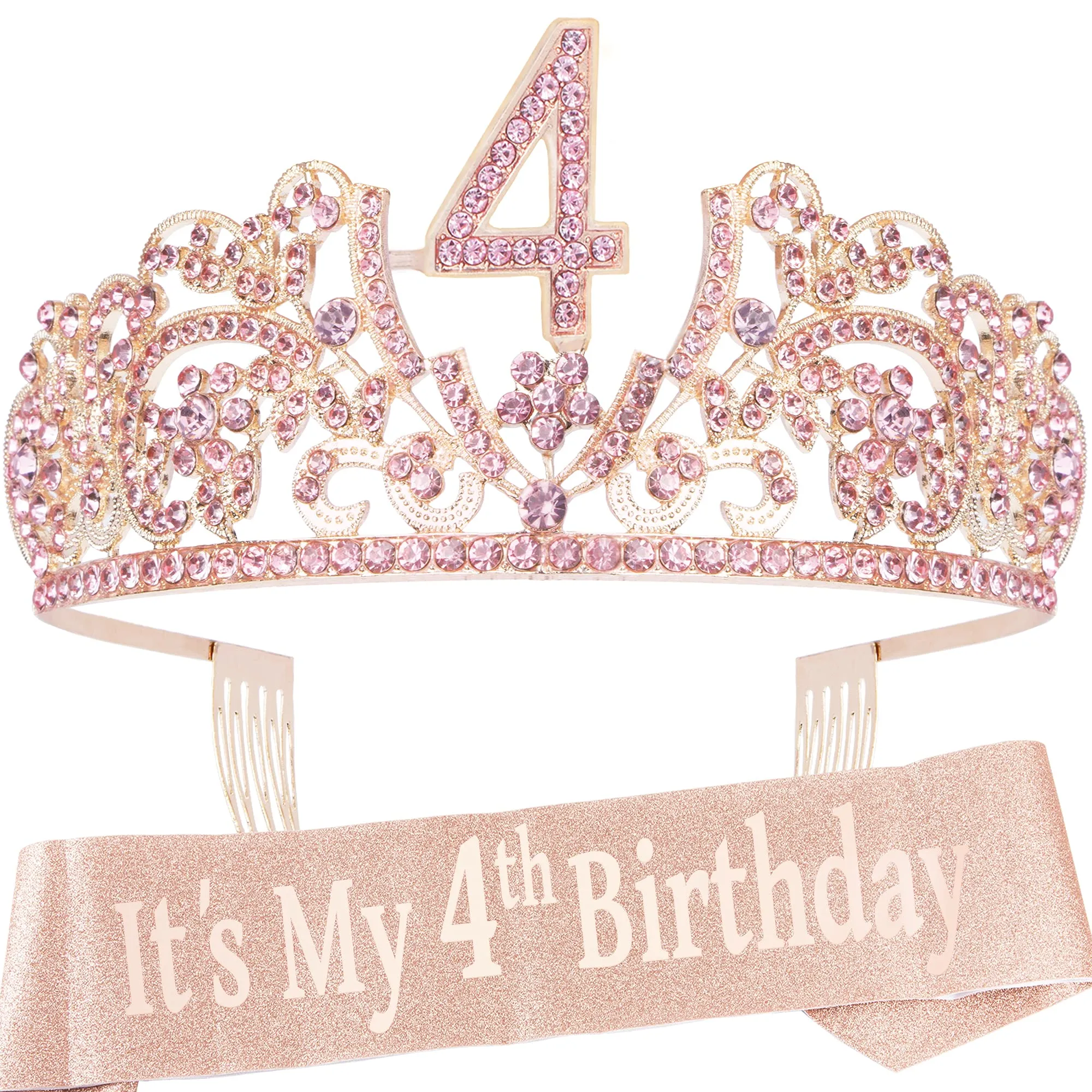 4th Birthday Gifts for Girl, 4th Birthday Tiara and Sash, 4th Birthday Decorations