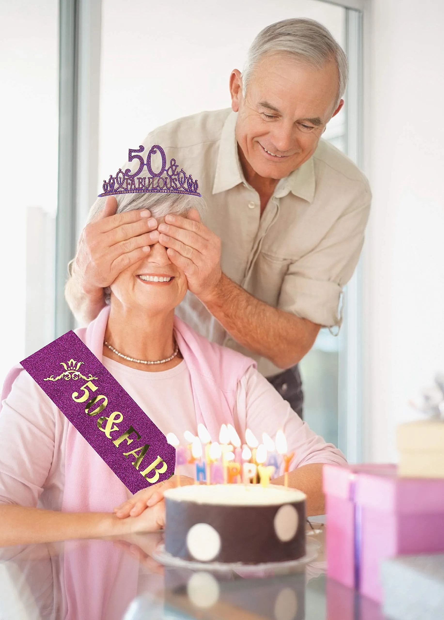 50 Birthday,50th Birthday Gifts for Women,50th Birthday Tiara Purple,50 and Fabulous,50