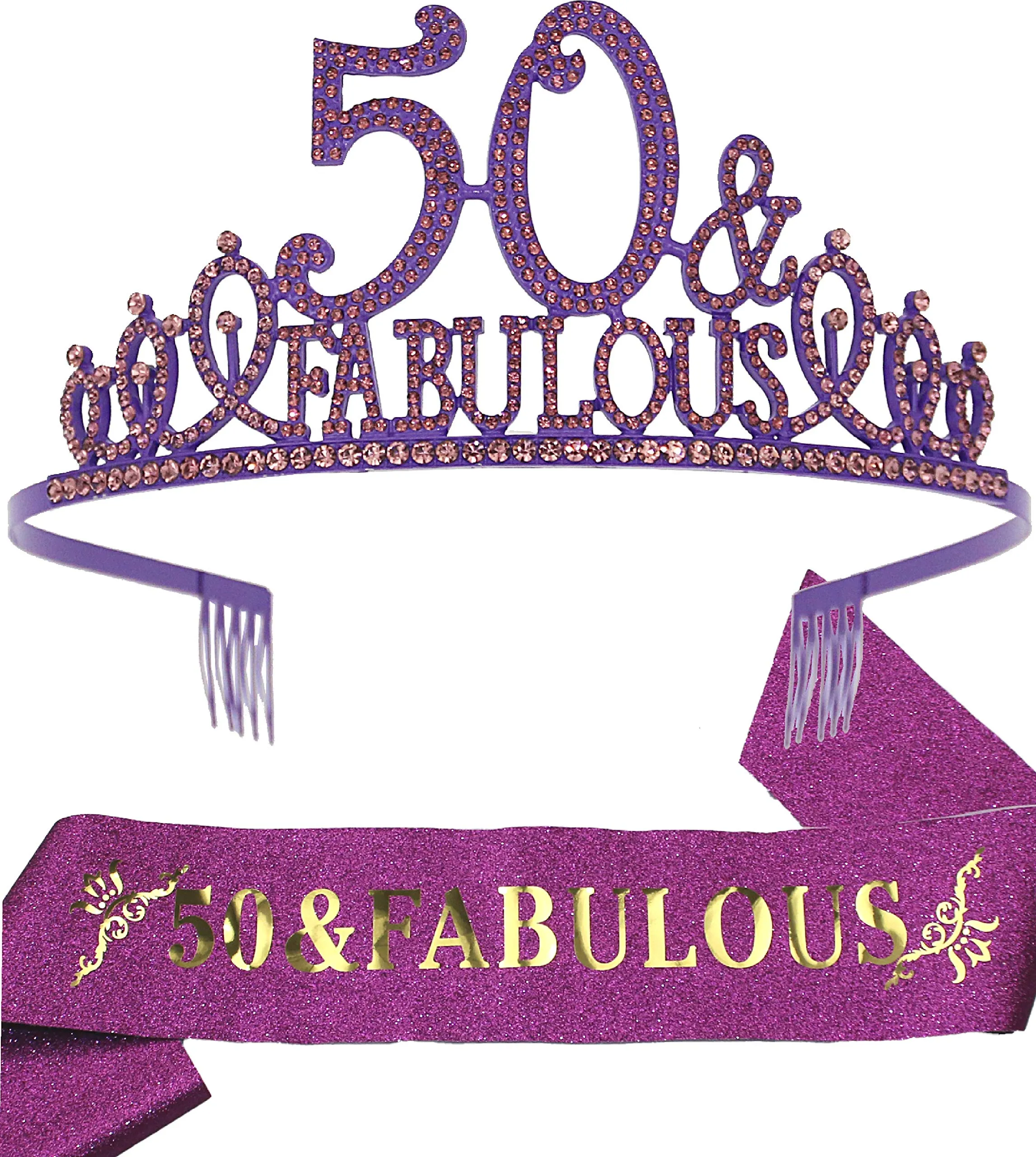 50 Birthday,50th Birthday Gifts for Women,50th Birthday Tiara Purple,50 and Fabulous,50