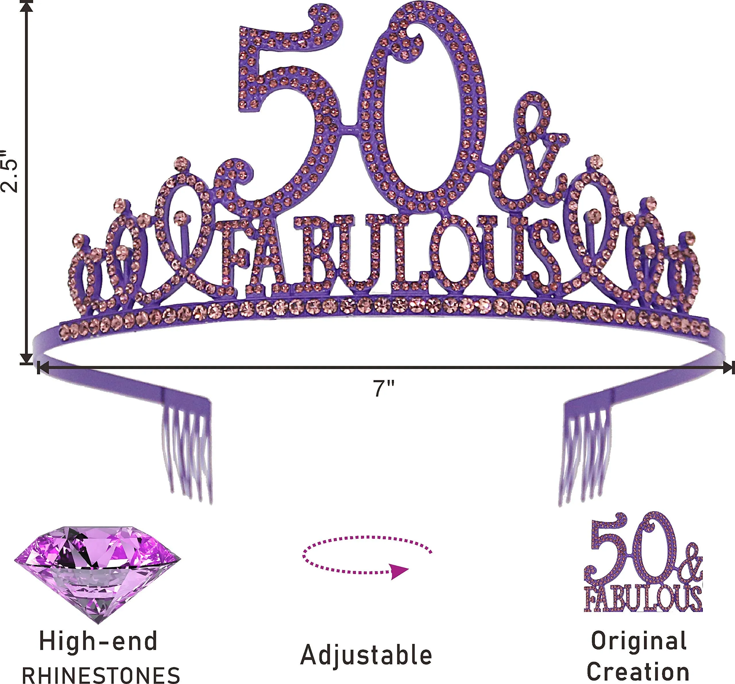 50 Birthday,50th Birthday Gifts for Women,50th Birthday Tiara Purple,50 and Fabulous,50
