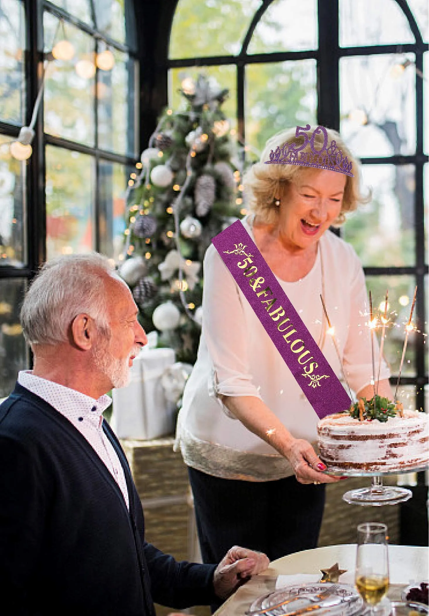 50 Birthday,50th Birthday Gifts for Women,50th Birthday Tiara Purple,50 and Fabulous,50