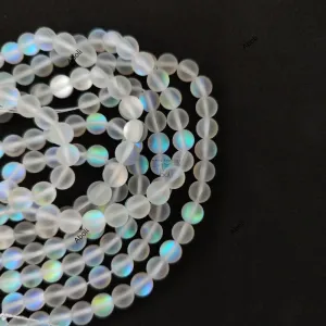 8 mm White Aura Beads Aura Quartz Beads Aurora Borealis Round Gemstone Beads AQB805