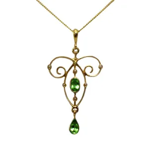 9ct Peridot & Seed Pearl Necklace