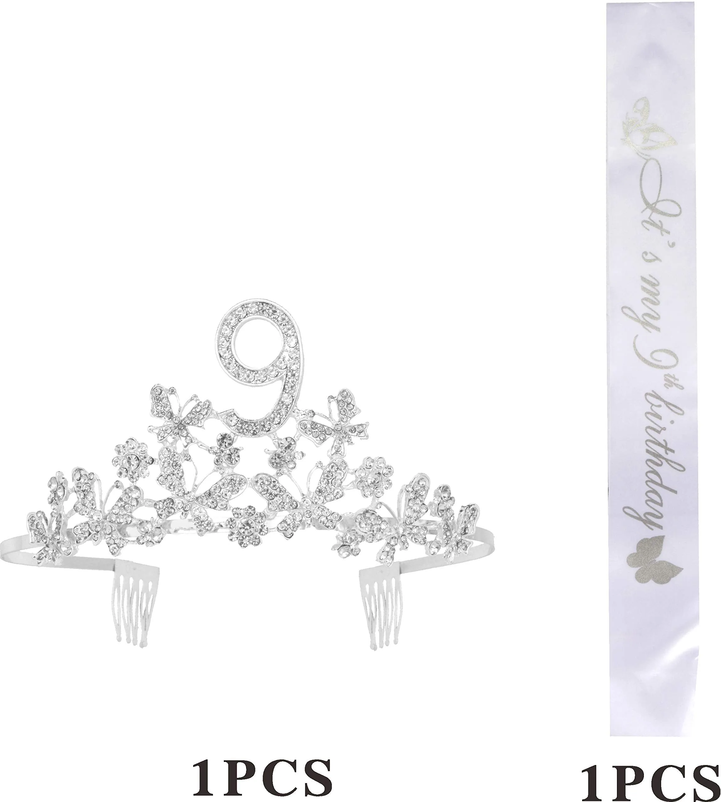 9th Birthday Decorations Party Supplies, 9th Birthday Gifts for Girls, Silver 9th Birthday