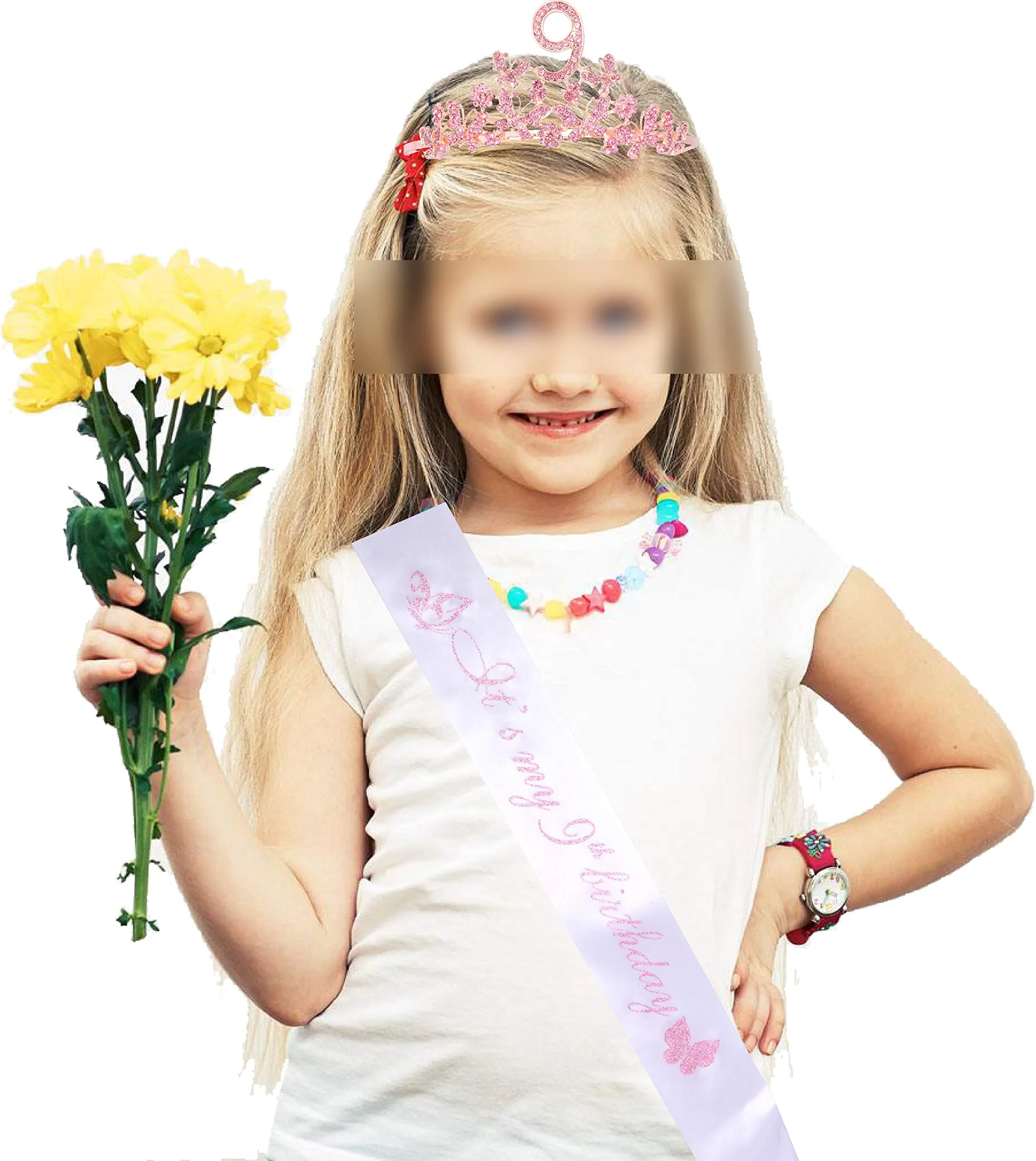 9th Birthday Decorations Party Supplies, 9th Birthday Gifts, Pink 9th Birthday Tiara