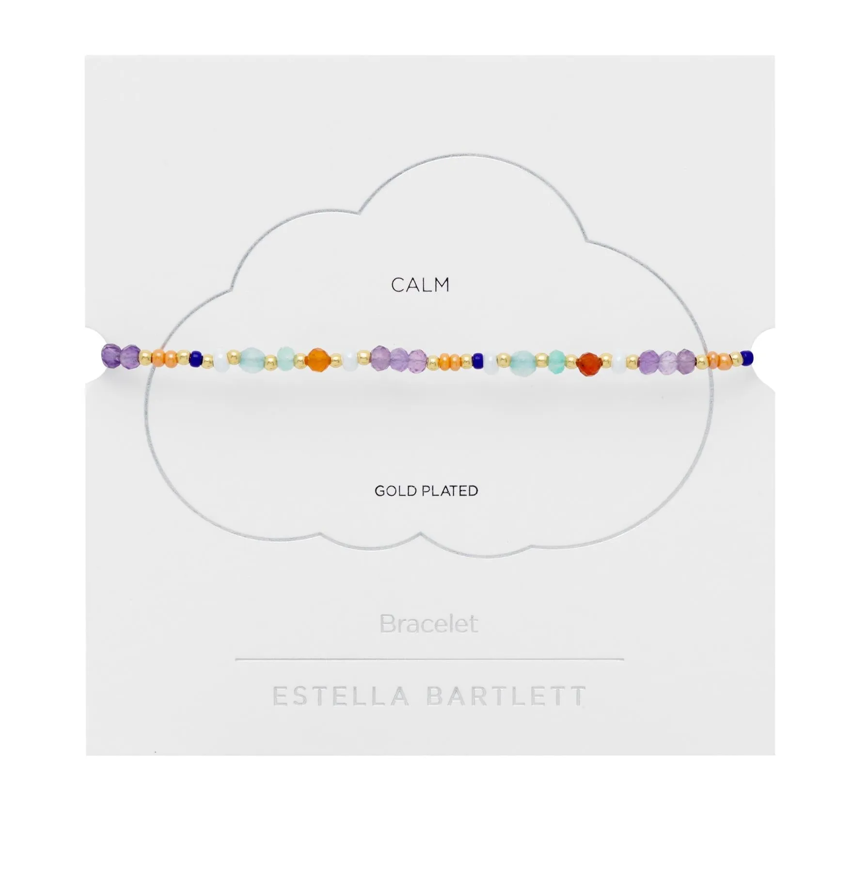 Amelia Gemstone Bracelet - Red Agate & Amethyst Mini Beads - Gold Plated - Calm - Estella Bartlett