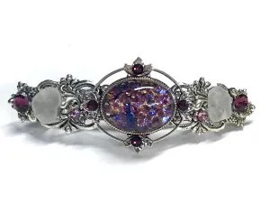 Amethyst Glass Opal Hair Barrette - French Clip