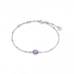 Amethyst Healing Stone Bobble Silver Bracelet HBR1002_SLV